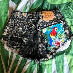 Levi's Women's Black Denim Shorts with Parrot Patch